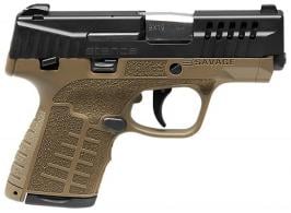 Savage Arms Stance 9mm Luger 3.20" Flat Dark Earth Frame with Black Nitride Stainless Steel Ported Slide, Texture - 67038 Savage Arms Stance 9mm Luger 3.20" Flat Dark Earth Frame with Black Nitride Stainless Steel Ported Slide, Texture - 67038