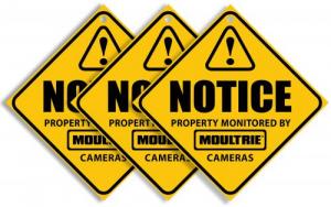 Moultrie Camera Surveillance Signs Yellow 3 Per Pkg
