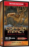 Winchester Ammo X3006CLF Copper Impact 30-06 Springfield 150 gr 2920 fps Copper Extreme Point Lead-Free 20 Bx/10 Cs - 12