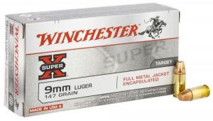 Winchester Ammo Super X 9mm 147 gr Full Metal Jacket 50 Bx/ 10 Cs - X9MMSU2CNP