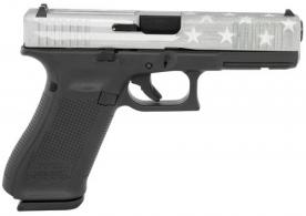 Glock G22 Gen5 40 S&W 4.49" 15+1 Black Polymer Frame Battle Worn Flag Cerakote Steel Slide with Front Serrations