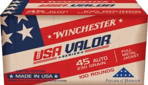 Winchester USA Valor Full Metal Jacket 45 ACP Ammo 100 Round Box - USAV45A