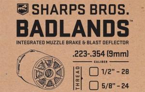 Sharps Bros Badlands 17-4 Stainless Steel with 1/2"-28 tpi Threads 2.75"L 1.50"D for Multi-Caliber (.223-.354) Full-Auto R