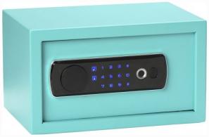 Bulldog Duo Digital Keypad/Biometric/Key Entry Teal Powder Coated Steel Holds 1 Handgun LED Keypad