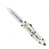 CobraTec Knives Come And Take It 3" OTF Dagger Plain D2 Steel Blade Cerakoted Aluminum w/"Come And Take It" Engra - MCATIFS-3DAGNS CobraTec Knives Come And Take It 3" OTF Dagger Plain D2 Steel Blade Cerakoted Aluminum w/"Come And Take It" Engra - MCATIFS-3DAGNS