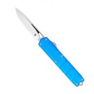 CobraTec Knives Enforcer 3.25" OTF Drop Point Plain M390 Steel Blade Blue Aluminum Handle - CTEBLUM390DNS