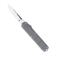 CobraTec Knives Enforcer 3.25" OTF Drop Point Plain M390 Steel Blade Gray Aluminum Handle - CTEGRYM390DNS