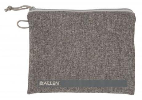 Allen Pistol Pouch made of Gray Polyester with Lockable Zippers, ID Label & Fleece Lining Holds Full Size Handgun 7" L x 9"
