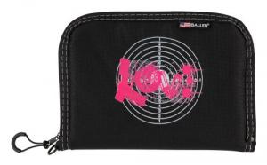 Allen Girls With Guns Love Handgun Case made of Polyester with Black Finish, Pink Love Graphic, Foam Padding & Lockable Zip - 9075