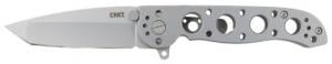 CRKT M16 02SS 3.06" Folding Tanto Plain Bead Blasted 12C27 Sandvik Blade Stainless Steel Handle - M16-02SS