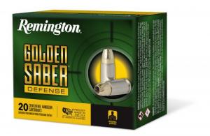 Remington Ammunition Golden Saber Defense 9mm 124 gr Brass Jacket Hollow Point (BJHP) 20 Bx/ 25 Cs - 27601