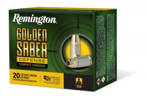 Remington Ammunition Golden Saber Defense .380 ACP 102 gr Brass Jacket Hollow Point (BJHP) 20 Bx/ 25 Cs for Compact Handgun - 27615 Remington Ammunition Golden Saber Defense .380 ACP 102 gr Brass Jacket Hollow Point (BJHP) 20 Bx/ 25 Cs for Compact Handgun - 27615
