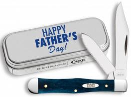 Case Father's Day 3" Folding Clip/Pen Mirror Polished Tru-Sharp SS Blade Mediterranean Blue Bone Handle