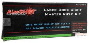 AimShot Master Kit Multi-Caliber Bore Sight with Red 650nM Laser, Uses L736 Button Cell Batteries & 2 AAA Batteries for Battery