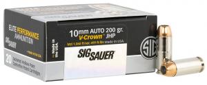Sig Sauer E10MM200-20 Elite V-Crown 10mm Auto 200 gr Jacketed Hollow Point (JHP) 20 Bx/ 10 Cs - E10MM20020 Sig Sauer E10MM200-20 Elite V-Crown 10mm Auto 200 gr Jacketed Hollow Point (JHP) 20 Bx/ 10 Cs - E10MM20020