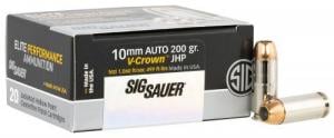 Sig Sauer E10MM200-20 Elite V-Crown 10mm Auto 200 gr Jacketed Hollow Point (JHP) 20 Bx/ 10 Cs