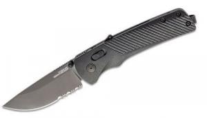 S.O.G Flash AT 3.45" Folding Part Serrated Titanium Nitride Cryo D2 Steel Blade GRN Blackout Handle