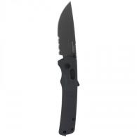 S.O.G Flash AT Blackout 3.45" Folding Part Serrated Titanium Nitride Cryo D2 Steel Blade GRN Urban Grey Handle - SOG-11-18-06