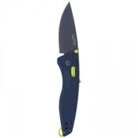 S.O.G Aegis AT 3.13" Folding Drop Point Plain Titanium Nitride Cryo D2 Steel Blade GRN Indigo w/Acid Accents Handle