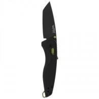 S.O.G Aegis AT 3.13" Folding Drop Point Plain Titanium Nitride Cryo D2 Steel Blade GRN Black w/Moss Accents Handle