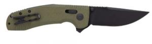 S.O.G SOG-TAC XR 3.39" Folding Clip Point Plain Black Titanium Nitride Cryo D2 Blade G10 OD Green Handle