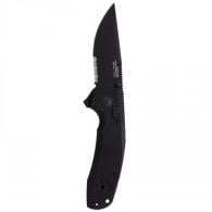 S.O.G SOG-TAC XR 3.39" Folding Clip Point Part Serrated Black Titanium Nitride Cryo D2 Blade G10 Blackout Handle