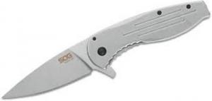 S.O.G Aegis FLK 3.40" Folding Clip Point Satin 8Cr13MoV SS Blade/ Silver SS Handle - SOG-14-41-02 S.O.G Aegis FLK 3.40" Folding Clip Point Satin 8Cr13MoV SS Blade/ Silver SS Handle - SOG-14-41-02