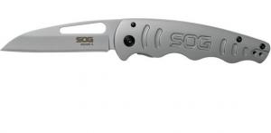 S.O.G Escape FL 3" Folding Sheepsfoot Plain Satin 8Cr13MoV SS Blade/ Silver SS w/ "SOG" Handle - SOG-14-52-01 S.O.G Escape FL 3" Folding Sheepsfoot Plain Satin 8Cr13MoV SS Blade/ Silver SS w/ "SOG" Handle - SOG-14-52-01