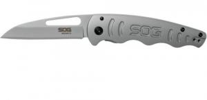 S.O.G Escape FL 3" Folding Sheepsfoot Plain Satin 8Cr13MoV SS Blade/ Silver SS w/ "SOG" Handle - SOG-14-52-01