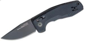 S.O.G SOG-TAC Auto Compact 2.94" Folding Straight Back Plain Titanium Nitride Cryo D2 Steel Blade/Black Micro-Textu - SOG-15-38-07
