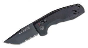 S.O.G SOG-TAC Auto Compact 2.94" Folding Tanto Part Serrated Titanium Nitride Cryo D2 Steel Blade/Black Micro-Textu - SOG-15-38-10 S.O.G SOG-TAC Auto Compact 2.94" Folding Tanto Part Serrated Titanium Nitride Cryo D2 Steel Blade/Black Micro-Textu - SOG-15-38-10