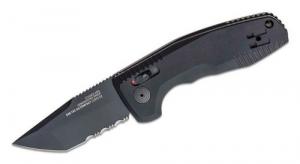 S.O.G SOG-TAC Auto Compact 2.94" Folding Tanto Part Serrated Titanium Nitride Cryo D2 Steel Blade/Black Micro-Textu - SOG-15-38-10 S.O.G SOG-TAC Auto Compact 2.94" Folding Tanto Part Serrated Titanium Nitride Cryo D2 Steel Blade/Black Micro-Textu - SOG-15-38-10