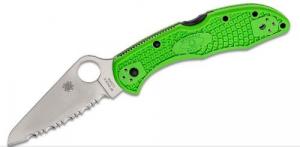 Spyderco Salt 2 3" Folding Clip Point Serrated H1 Steel Blade FRN Green Handle - C88FSGR2