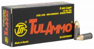 Tula Ammo by Ammo Inc TA919150 Centerfire Handgun 9mm Luger 115 gr Full Metal Jacket (FMJ) 50 Per Box/20 Cs