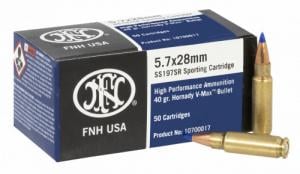 FN 10700017 High Performance 5.7x28mm 40 gr Hornady V-Max (VMX) 50 Per Box/40 Cs - 409