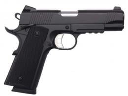 Tisas 1911 Carry 9mm Luger Caliber with 4.25" Barrel, 9+1 Capacity, Black Cerakote Steel with Picatinny Rail & Beaverta