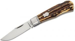 Remington Accessories Backwoods Lock Back Stonewashed Carbon Steel Blade Coffee Brown w/Remington Medallion Bone Handle - 15646