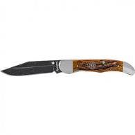 Remington Accessories Backwoods Folding Stonewashed Carbon Steel Blade Coffee Brown w/Remington Medallion Bone Handle - 15647