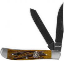 Remington Accessories Backwoods Fixed Skinner Plain Stonewashed Carbon Steel Blade Coffee Brown w/Remington Medallion Bone