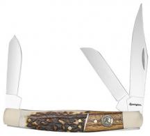 Remington Accessories Guide Stockman Folding Stainless Steel Blade Brown/White/Silver w/Remington Shield Stag Bone/Nickle - 15653