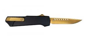 Southern Grind Arachnid 3.20" OTF Drop Point Plain Bronze PVD Coated S35VN Stainless Steel Blade Black Aluminum Handle Features - SG12031020