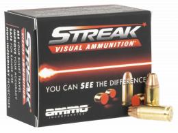 Ammo Inc 9115JHPSTRKRED Streak Visual (RED) 9mm Luger 115 gr Jacketed Hollow Point (JHP) 20 Per Box/10 Cs - 1152