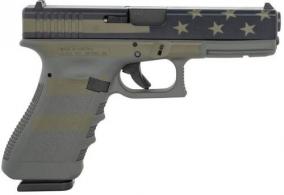 Glock G22 Gen3 40 S&W Caliber with 4.49" Barrel, 15+1 Capacity, Overall Operator Flag Cerakote Finish, Serrated Slid