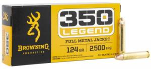 Browning Target Full Metal Jacket 350 Legend Ammo 124gr 20 Round Box - B192803501 Browning Target Full Metal Jacket 350 Legend Ammo 124gr 20 Round Box - B192803501