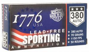 1776 USA 1776380070 Lead Free Sporting 380 ACP 70 gr Lead Free Ball 50 Per Box/20 Cs