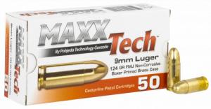 MaxxTech PTGB9124B Standard 9mm Luger 124 gr Full Metal Jacket (FMJ) 50 Bx/20 Cs - 1105
