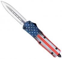 CobraTec Knives FS-3 American Flag Medium 3" OTF Dagger Plain D2 Steel Blade 4.50" Aluminum Cerakoted Handle Inclu - MCUSAFS3DAGNS
