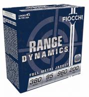 Fiocchi 380ARD Range Dynamics 380 ACP 95 gr 1000 fps Full Metal Jacket (FMJ) 200 Bx/5 Cs (Range Pack) - 514