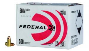 Federal Champion 9mm Ammo 115gr FMJ 500rd Bulk pack - C9115A500 Federal Champion 9mm Ammo 115gr FMJ 500rd Bulk pack - C9115A500