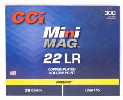 CCI 962 Mini-Mag 22 LR 36 gr 1260 fps Jacketed Hollow Point (JHP) 300 Bx/10 Cs - 204